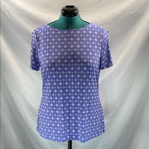 Liz Claiborne Blue Patterned Blouse